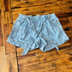 Jolt Blue Casual Denim Shorts with Distressed Hem